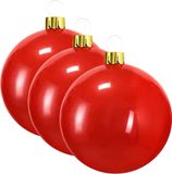 Mega grote kerstballen - 3x - opblaasbaar - D45 cm - rood - decoratie - kerstversiering