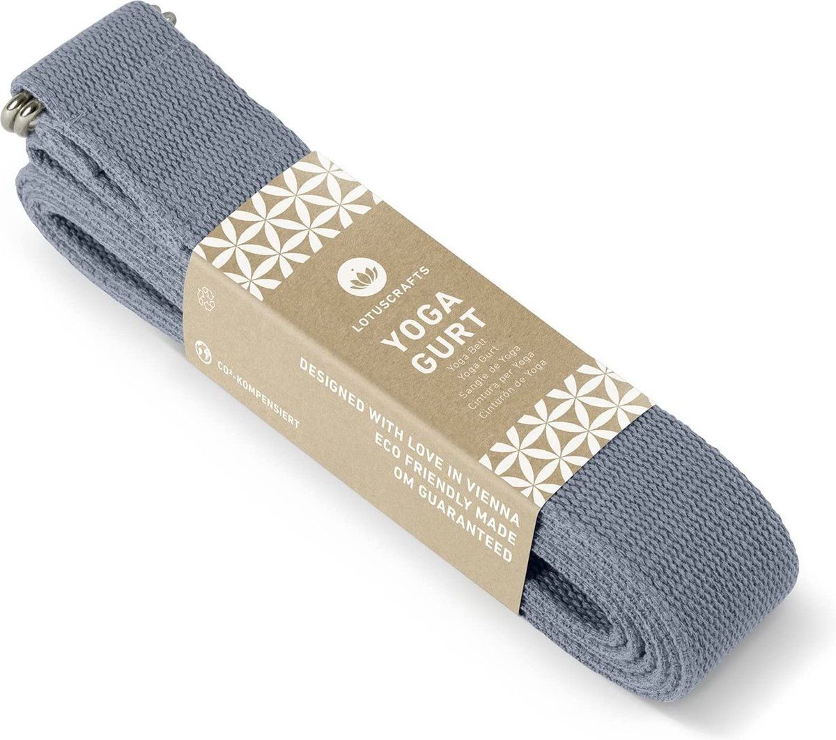 Lotuscrafts yogaband - 100% katoen (KBA) - voor betere stretching - voor beginners en gevorderden - yogaband met metalen gesp [250 x 3,8 cm]