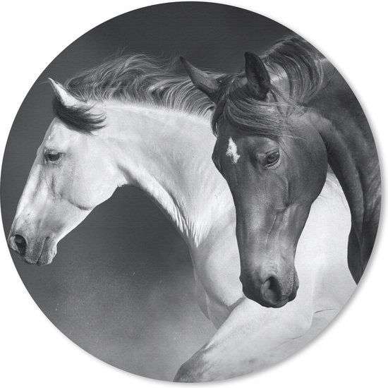 MousePadParadise Round Mouse Pad - Horses - Black/White - 20x20 cm