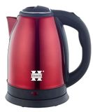 Herzberg HG5011-RD, elektrische waterkoker, 1,8 l, roestvrij staal, draadloos, rood, vermogen 1500 W, basis 360 graden, automatische uitschakeling, elegant design, vulniveau buiten, veiligheid en deeltjesfilter