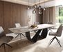 Edge Table à manger 200-300x100 cm Céramique Minas Melange Blanc-Beige Infinity Métal Noir extensible