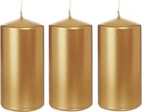 Trend Candles Cilinderkaars/stompkaars - 6x - goud - 6 x 12 cm - 40 branduren - horeca kaarsen
