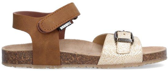 Braqeez 426412-713 Meisjes Platte Sandalen - Bruin - Leer - Klittenband