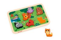 Janod - Chunky Puzzle - Het bos - FSC-hout - 7 delen - Bevordert fijne motoriek, concentratie en fantasie - Vanaf 18 maanden, J07123