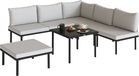 Outsunny Banc de jardin Métal Polyester Gris clair