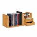 Relaxdays Bureau organizer bamboe, 2 lades, uittrekbaar, met boekensteun