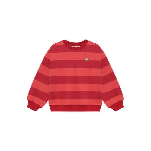 Daily 7 jongens oversized sweater big stripe rood GOTS 128