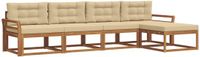 vidaXL - Bank loungeset - 5 zitplekken - Natuurlijk en beige - Acacia hout