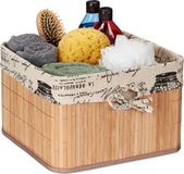 Merkloos Relaxdays Kastmand - Bamboe - 20 x 31 x 31 cm - Handgrepen - Badkamer - Natuur-crème