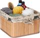 Merkloos Relaxdays Kastmand - Bamboe - 20 x 31 x 31 cm - Handgrepen - Badkamer - Natuur-crème