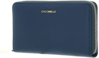 COCCINELLE Leren portemonnee Metallic Soft Wallet Grained Leather Deep Blue blauw