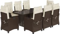 vidaXL 9-delige Tuinset met Kussens, Poly Rattan, Bruin