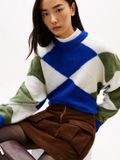 Tommy Hilfiger Dames Gebreide Truien L-XL Wol/Polyamide Blauw/Olijfgroen/Wit