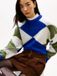 Tommy Hilfiger Dames Gebreide Truien L-XL Wol/Polyamide Blauw/Olijfgroen/Wit