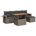 vidaXL 6-delige Loungeset met Kussens, Poly Rattan, Acacia, Grijs