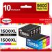Canon 10 cartouches d'encre pour PGI-1500XL, 4 noir + 6 couleur