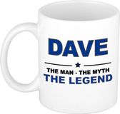 Bellatio Decorations Dave naam cadeau mok - man myth legend - koffiemok - 300 ml - collega - vaderdag