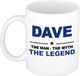 Bellatio Decorations Dave naam cadeau mok - man myth legend - koffiemok - 300 ml - collega - vaderdag