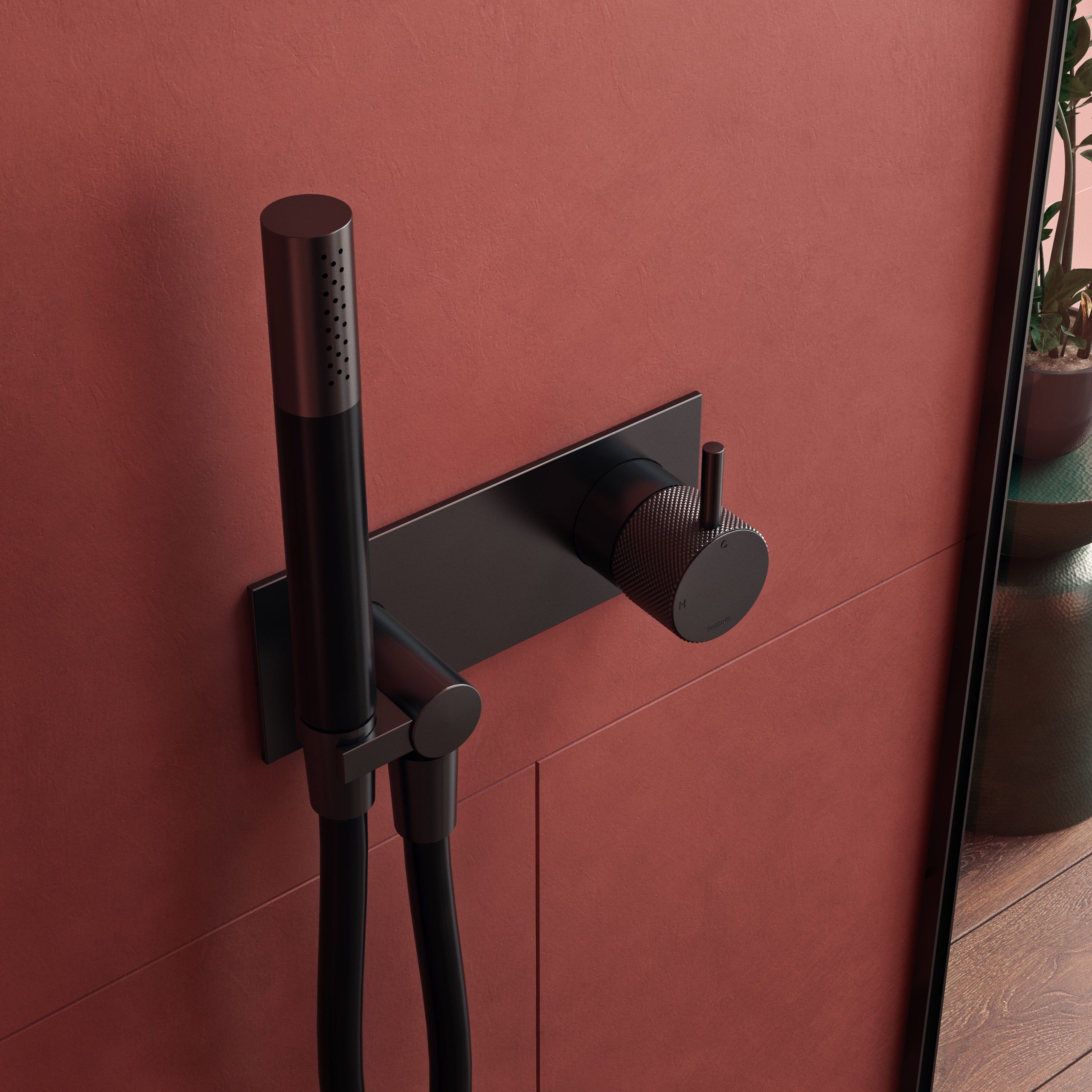 hotbath Cobber X CX027 inbouw douchemengkraan met handdouche en slang mat zwart