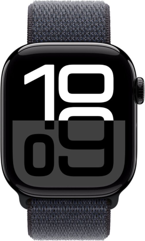 Apple Watch Series 10 - Wifi + 4G - 42mm - Zwarte Aluminium Case met Ink Geweven Sportbandje