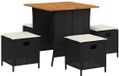 vidaXL Ensemble de jardin 5 pièces avec coussins en poly rotin Noir
