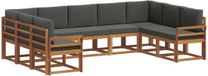 vidaXL - Salon d'angle - 9 places assises - Naturel et anthracite - Bois d'acacia
