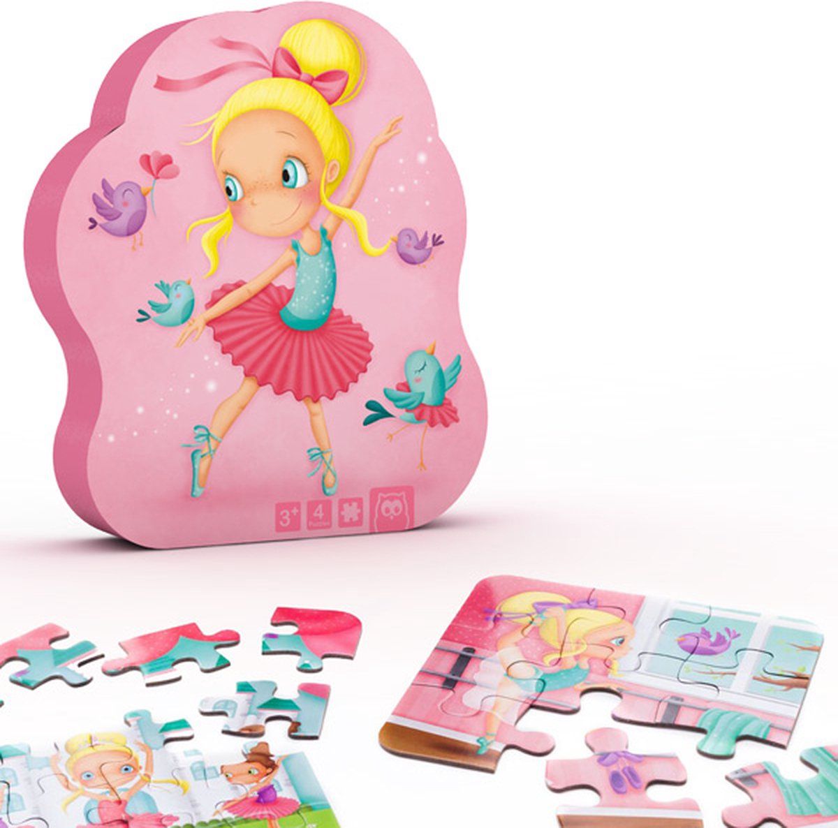 Eurekakids Puzzel 4 in 1 Ballerina - Roze