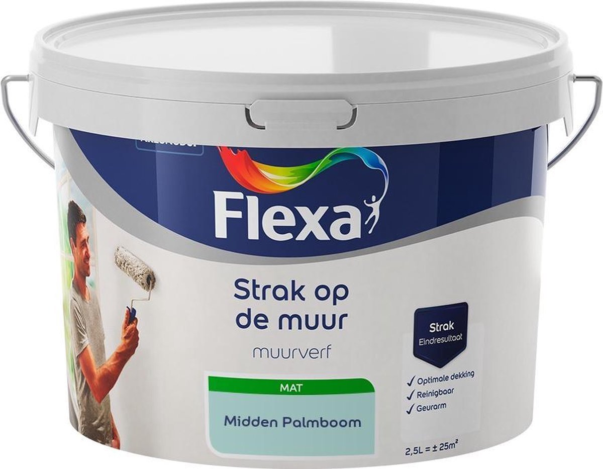 FLEXA Strak op de muur - Muurverf - Mengcollectie - Midden Palmboom - 2,5 liter