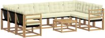 vidaXL Hoek loungeset 9 zitplaatsen Acacia hout Wit en crème