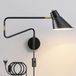 Lampe murale industrielle sans marque avec bras réglable et interrupteur - noir