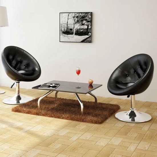 VidaXL Barstoelen 2 st kunstleer zwart