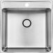 Laveo RVS spoelbak, geborsteld, 1-bak, inbouwmodel, 490x480 mm, afvoer 3,5", ruimtebesparende sifon, bestand tegen thermische schokken