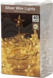 Merkloos / Sans marque Koopman International Draadverlichting lichtsnoer - 40 sterren lampjes - warm wit - op batterij - 200 cm