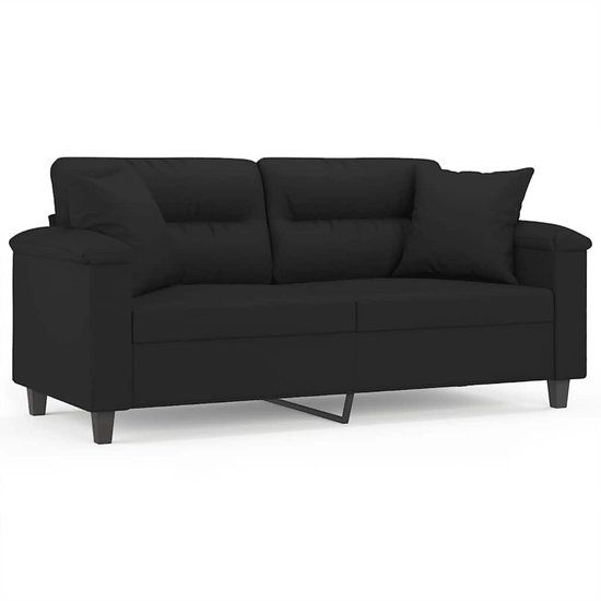 vidaXL Tweezitsbank met kussens 140 cm microvezelstof zwart