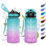Motiverende KollyKolla Motiverende drinkfles, 500 ml, drinkfles voor kinderen met rietje, gemakkelijk te reinigen, lekvrij, waterfles met tijdweergave, voor kantoor, school, reizen, camping, gym