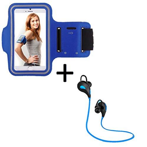 Shot Case Sport-set voor Samsung Galaxy S10 + smartphone (Bluetooth sport-hoofdtelefoon + manchetten) hardlopen T7 (blauw)