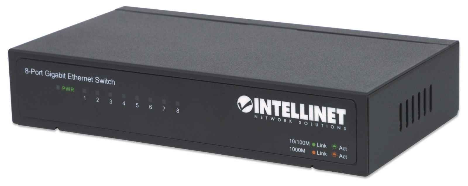 Intellinet 8-Port Gigabit Ethernet Switch - Metal (Euro 2-pin plug)