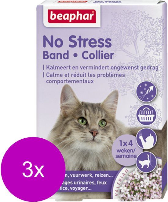 BEAPHAR No Stress Band Kat - Anti stressmiddel - 3 x 1 stuk