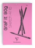 Clairefontaine 96668C - Geniet Blok GraF'it - 80 Vellen Effen Schetspapier - Uitscheurbare Vellen - A6 10,5x14,8 cm 90g - Roze Kaft - Pak van 5 Blokken