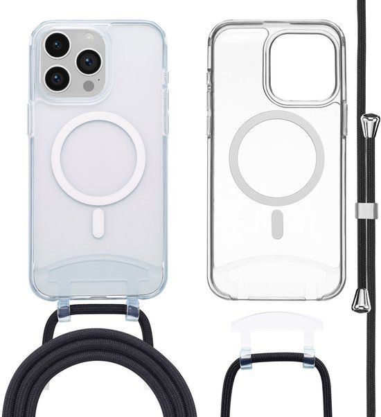 imoshion Hoesje - Geschikt voor iPhone 15 Pro Max - Geschikt voor MagSafe Backcover met afneembaar koord - Transparant