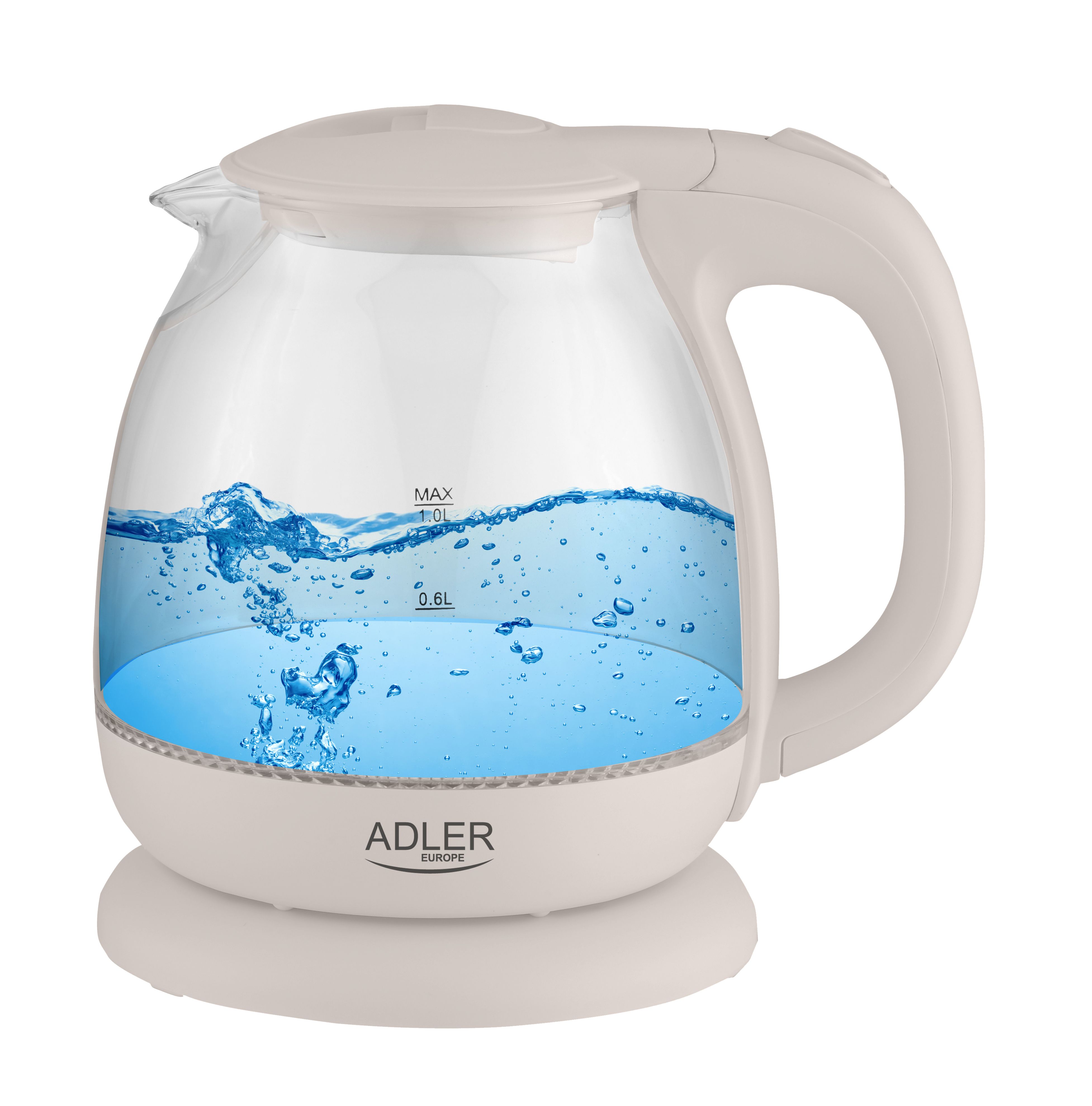 Adler AD 1283C Waterkoker - 1L - Crème - Glas