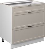 Vicco Fame-Line Keukenonderkast – 80 cm met 3 laden, WB Marmer GrijsBeige