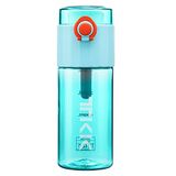 TITIROBA TKK 1013 Kinderfles, 400 ml, lekvrij, Tritan, BPA-vrij, met één hand te bedienen, transparant met zeef, drinkfles, blauw