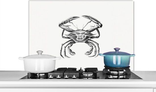 KitchenYeah Spatscherm keuken 90x60 cm - Kookplaat achterwand Ernst Haeckel - Vintage - Kunst - Krab - Muurbeschermer - Spatwand fornuis - Hoogwaardig aluminium