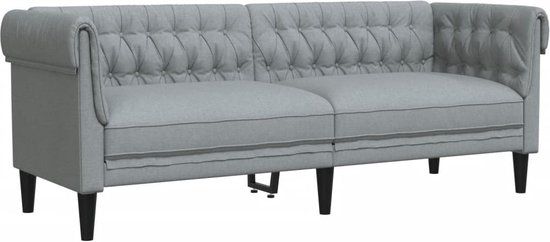 VidaXL Driezitsbank Chesterfield-stijl stof lichtgrijs