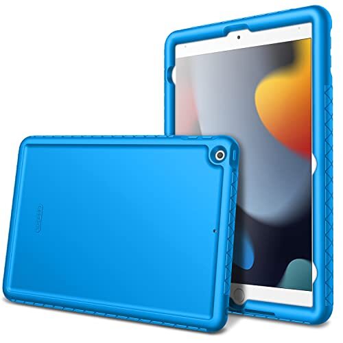 Fintie Hoesje compatibel met iPad 9e Generatie (2021) / 8e Generatie (2020) / 7e Generatie (2019) 10.2 Inch - [Mighty Shield] Anti-Slip Shock Proof Kids Friendly Siliconen Cover, (blauw)