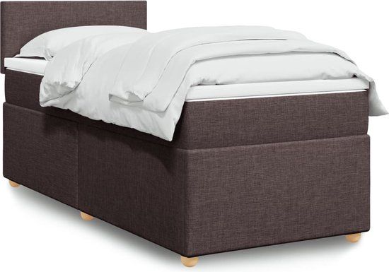 vidaXL Boxspring met matras donkerbruin 80x200 cm
