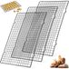 3 pièces grille de refroidissement, 40 x 25 cm, antiadhésif, acier au carbone, grille à tarte, grille à biscuits, rectangulaire, noir, réutilisable, acier inoxydable, pain, accessoires de cuisson, pour tarte, grillades, séchage