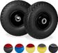 Markenlos Famanu - Set van 2 steekwagenwielen 3.00-4, 100 kg draaglast, stalen velg, as Ø 20 mm, 260 x 85 mm – Zwart