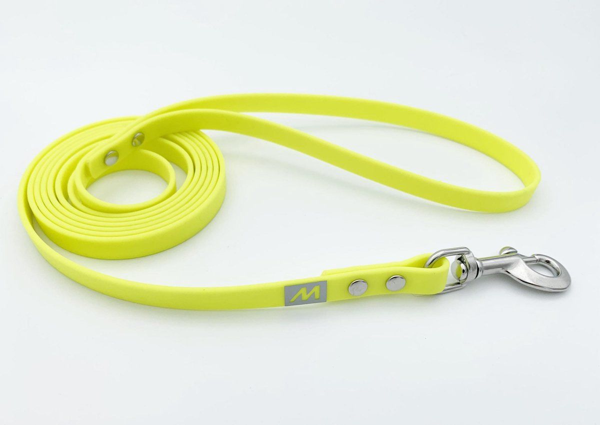 BIOTHANE Miqdi hondenriem - neon geel - 13 mm breed - 10 meter lang - zonder handvat